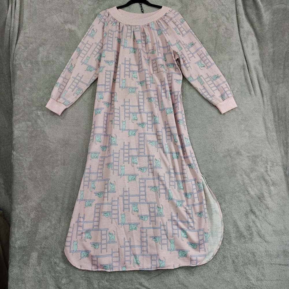 Vintage Cat Pajamas Size L-XL* Sweatshirt Dress AOP Cats‎ On Cat Tree Maxi